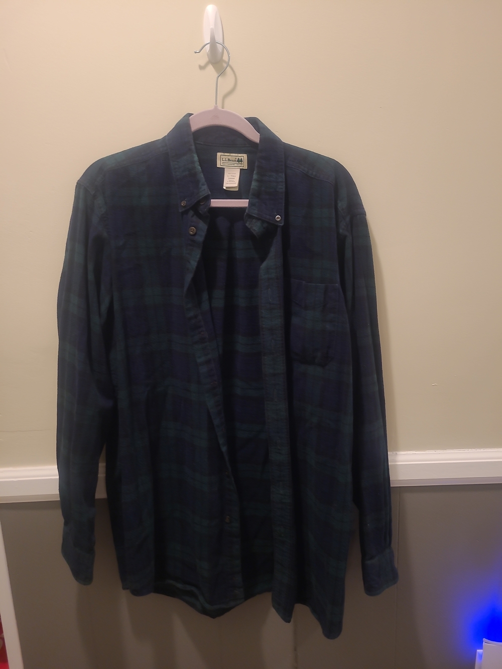 LL Bean Mens Large Tall Tartan Plaid Button Down Cabincore Lumberjack